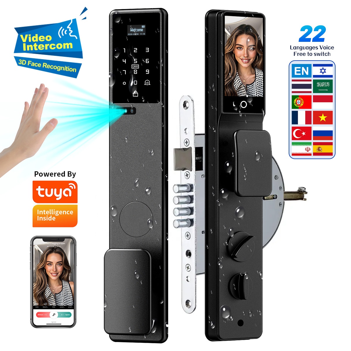 Smart Door Lock 3D Face Palm Vein - Cerradura de Puerta Inteligente Tuya con
