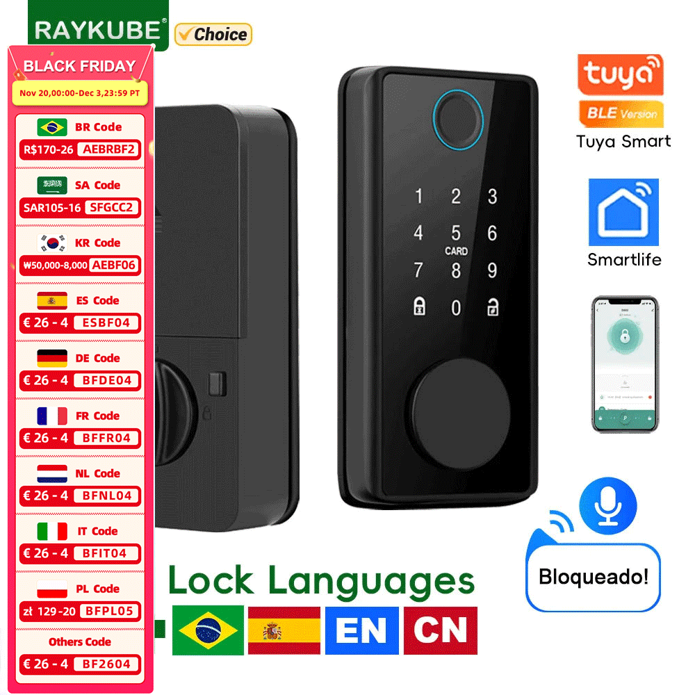 Smart Lock Deadbolt Keypad Bluetooth - RAYKUBE DS01 cerradura de cerrojo inteligente