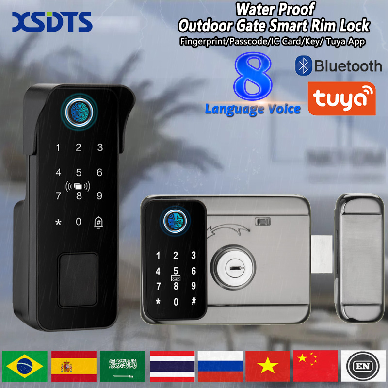 Smart Rim Lock Wifi Fingerprint - Cerradura de puerta inteligente Tuya, resistente