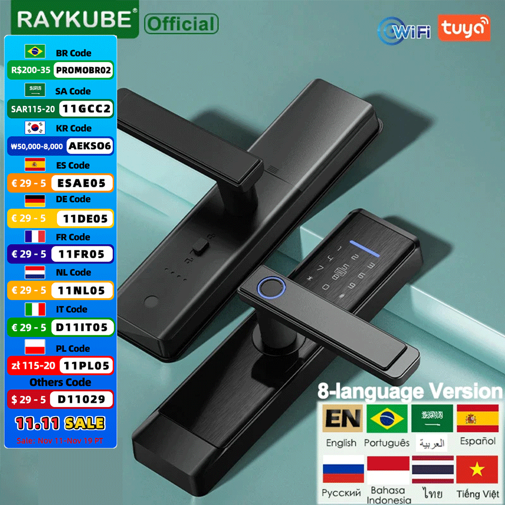 Smart Lock Zigbee Gateway - RAYKUBE-cerradura inteligente L1 para puerta, dispositivo
