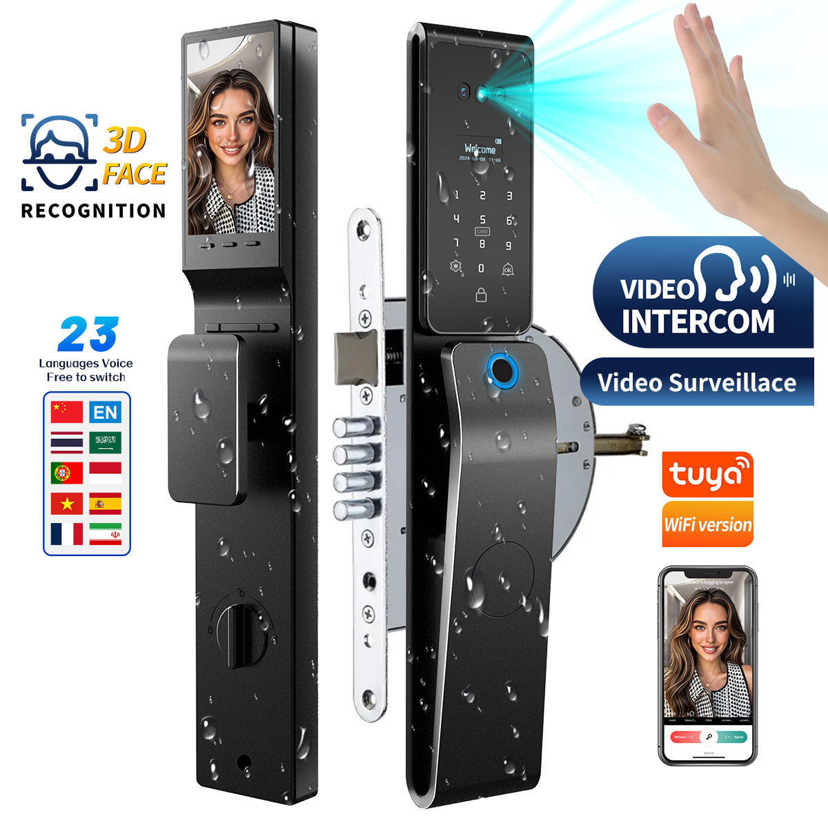 Smart Lock For Sliding Door - Cerradura Digital Inteligente Tuya con Reconocimiento