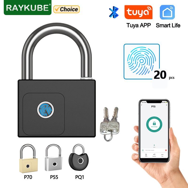 Fingerprint Padlock Weatherproof - RAYKUBE Tuya candado inteligente huella digital