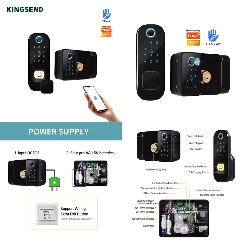 Smart Rim Lock Wifi Fingerprint - Cerraduras Inteligentes para Exteriores de Alta