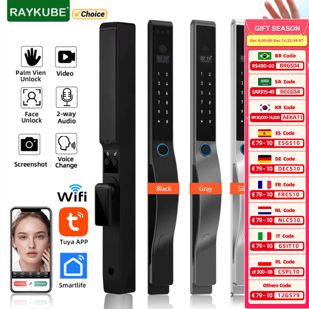 Video Door Lock With Camera Peephole - RAYKUBE DQ10 Tuya WiFi venas de