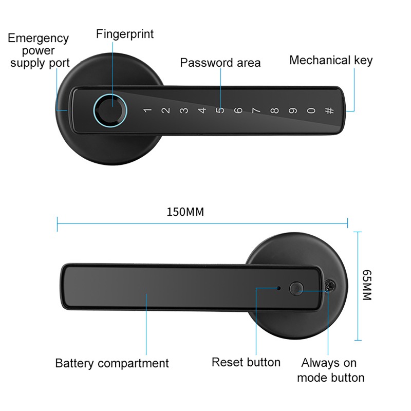 Digital Door Lock Fingerprint Handle - Tuya-cerradura inteligente con huella dactilar, cerradura