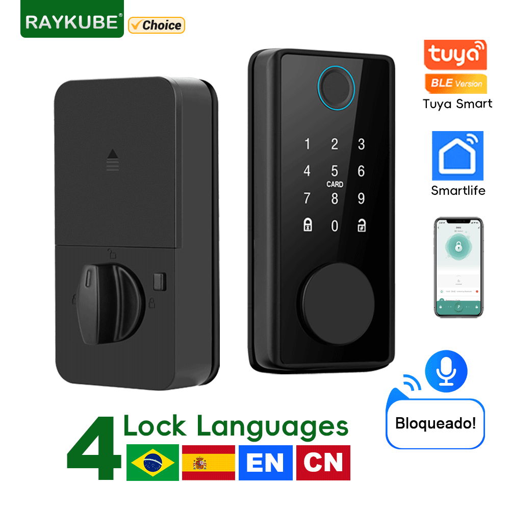 Smart Lock Deadbolt Keypad Bluetooth - RAYKUBE-cerradura inteligente DS01 con huella dactilar,