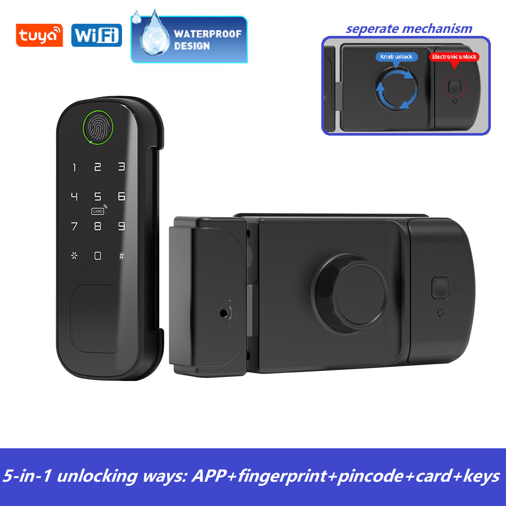 Smart Rim Lock Wifi Fingerprint - Cerradura de borde inteligente Tuya, cerradura