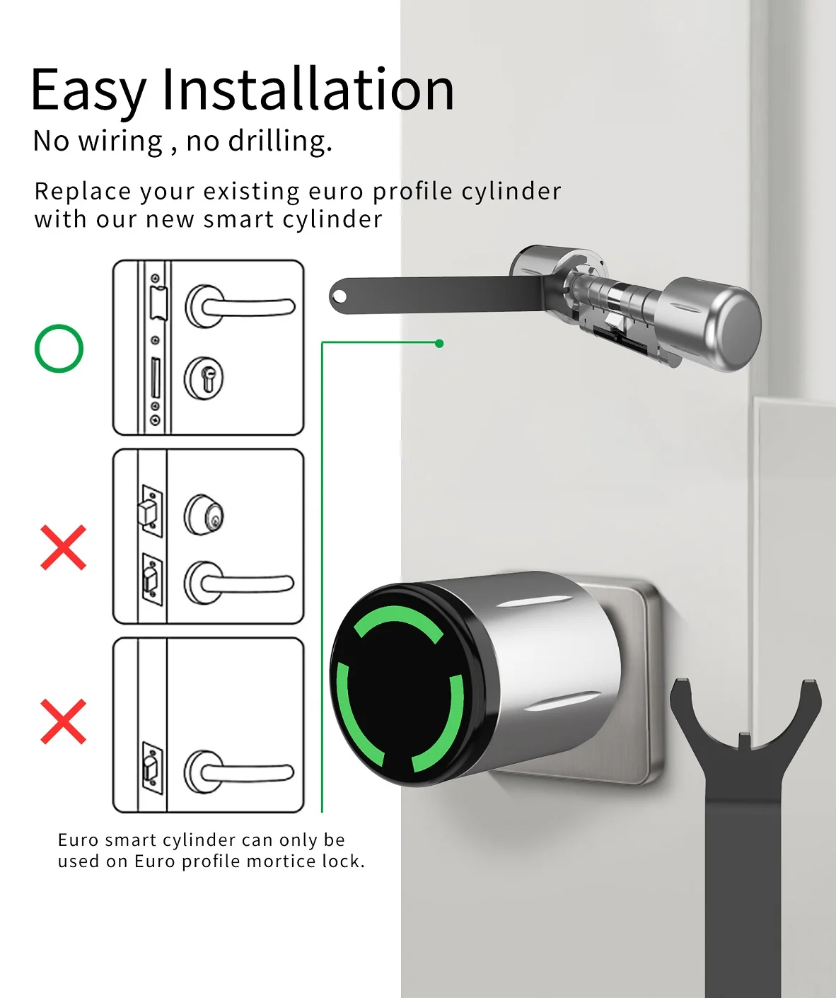 Cerradura de cilindro electrón - Smart Lock For Sliding Door reseña y precio