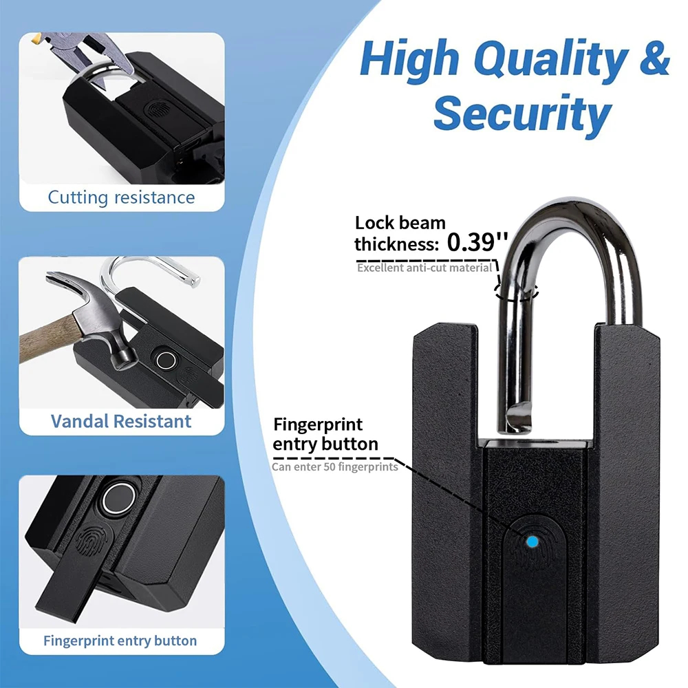 Candado inteligente con lector - Fingerprint Padlock Weatherproof reseña y precio