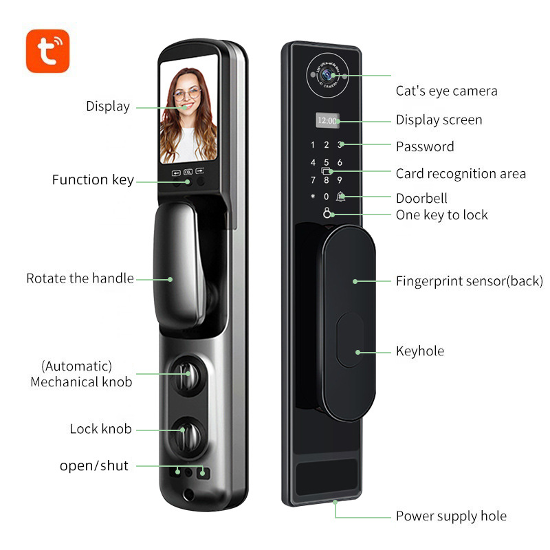 Cerradura automática TUYA Wifi - Smart Door Lock With Camera Intercom reseña y precio