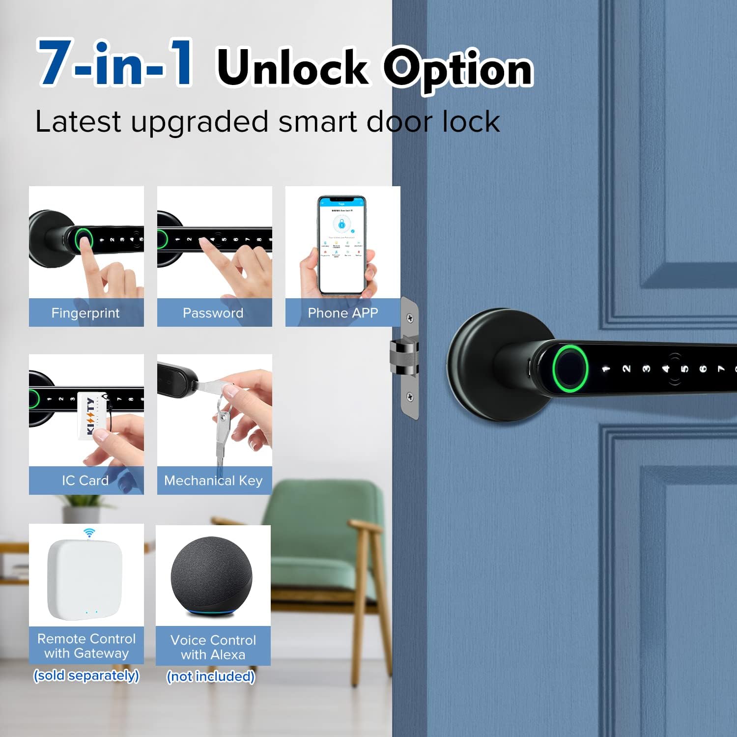 Manija de cerradura de puerta  - Digital Door Lock Fingerprint Handle reseña y precio