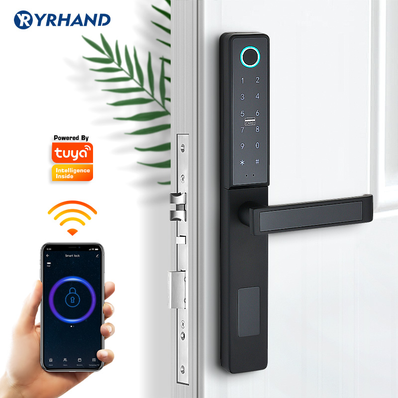 Tuya-cerradura de puerta intel - Digital Door Lock Fingerprint Handle reseña y precio