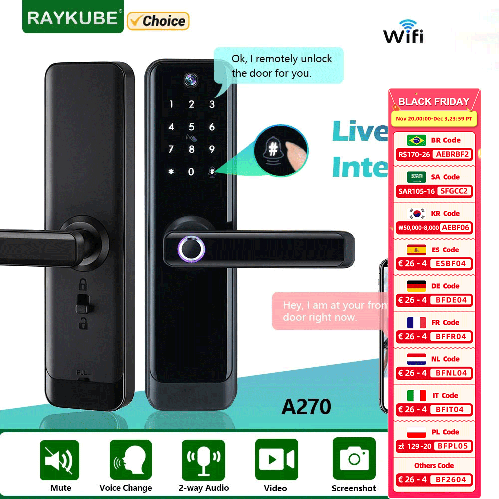 RAYKUBE-intercomunicador de Au - Video Door Lock With Camera Peephole reseña y precio