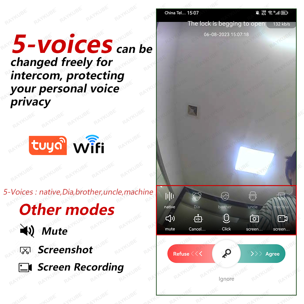 RAYKUBE-intercomunicador de Au - Video Door Lock With Camera Peephole reseña y precio