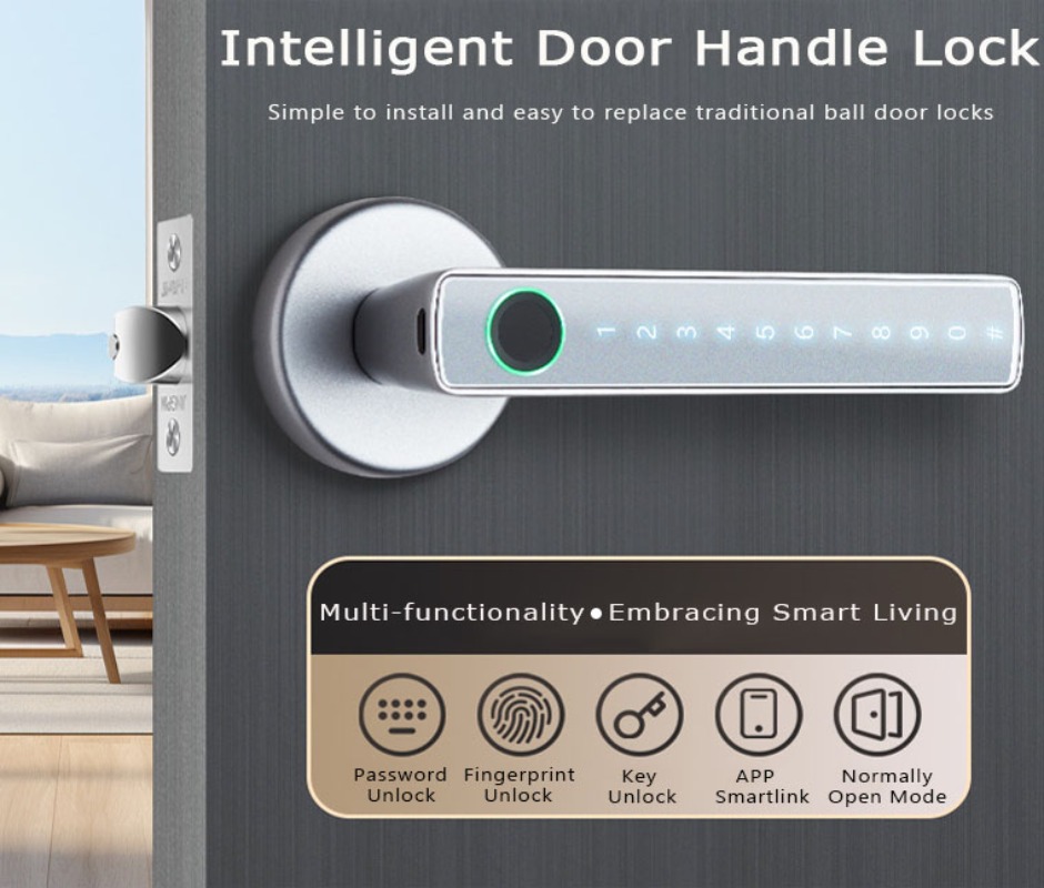 Tuya-cerradura inteligente con - Digital Door Lock Fingerprint Handle reseña y precio