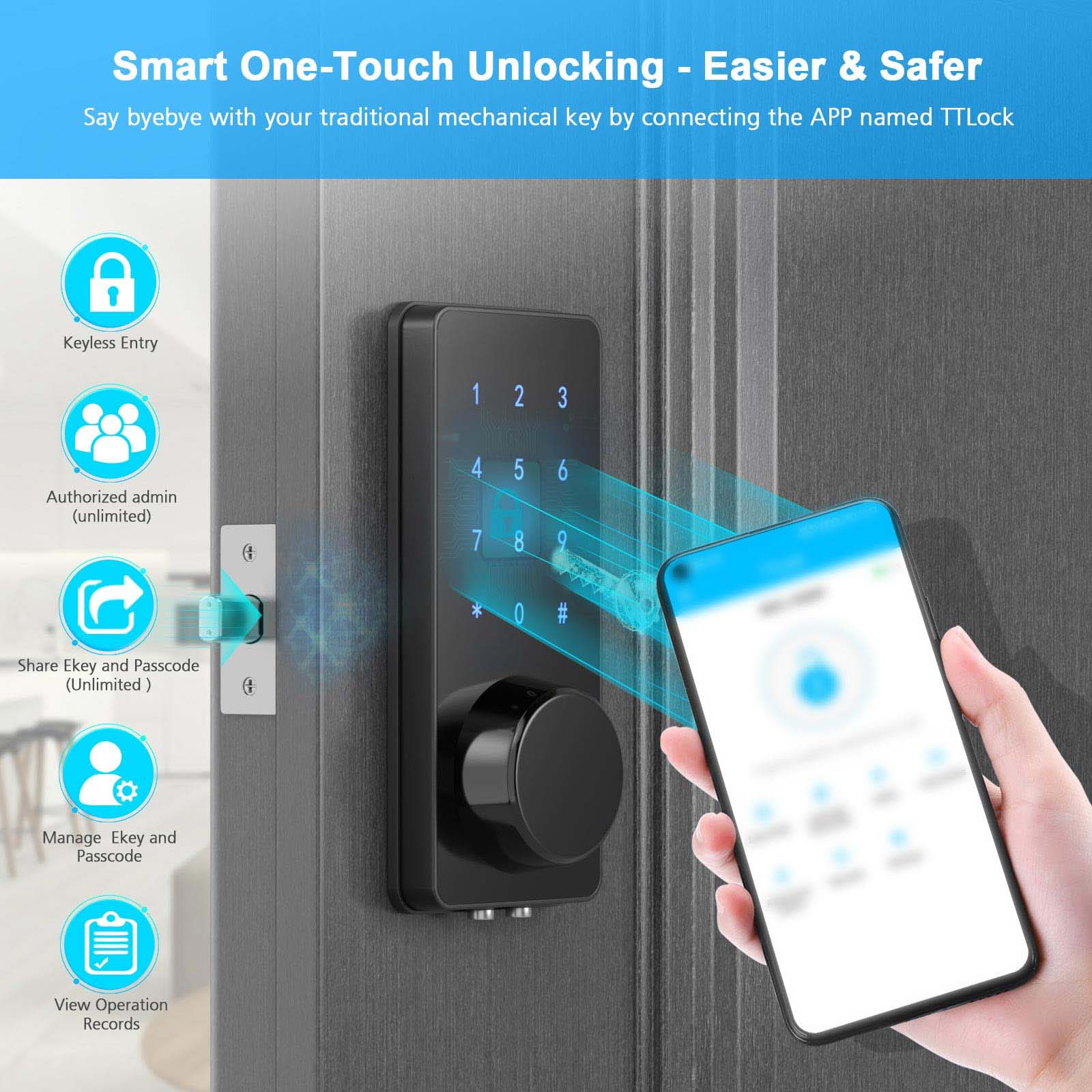 Cerradura inteligente TTlock,  - Smart Lock Deadbolt Keypad Bluetooth reseña y precio